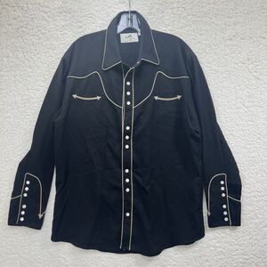 Scully Western Shirt Black Pearl Snap Long Sleeve Cowboy Rodeo Medium